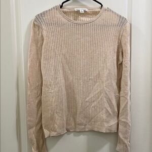 Banana Republic Cream Crew Neck Sweater with Ribbed Knit and Long Sleeves